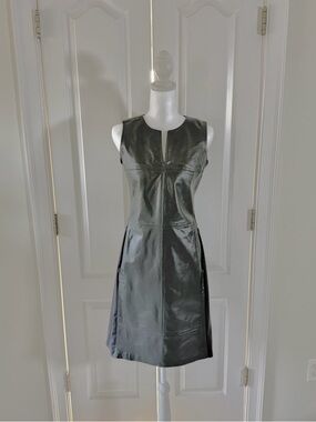 G by Giuliana Gray Leather Sheath Dress